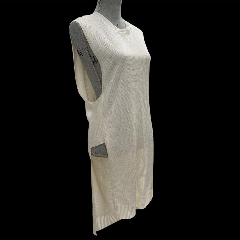 Osklen Cream White Knit Scandi Tunic Sleeveless Spring Summer Sweater